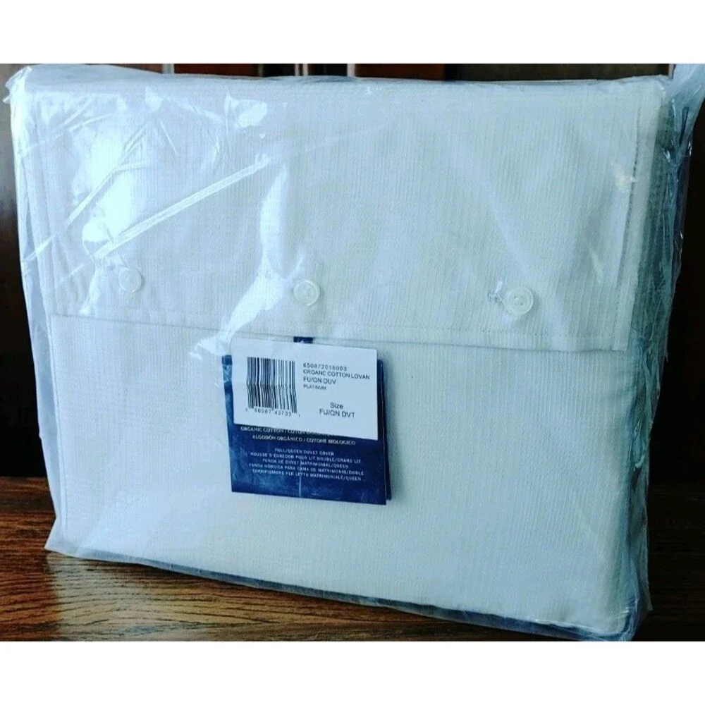 Ralph Lauren Lovan Jacquard Duvet Cover Full/Queen Platinum Organic Cotton NIP